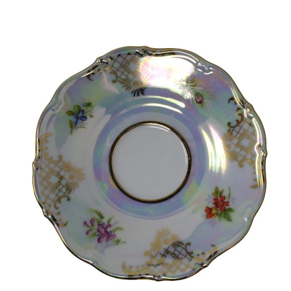 Moritz Zdekauer Czech Republic Iridescent Porcelain Tea Cup And Saucer 12PC Set - Picture 11 of 12